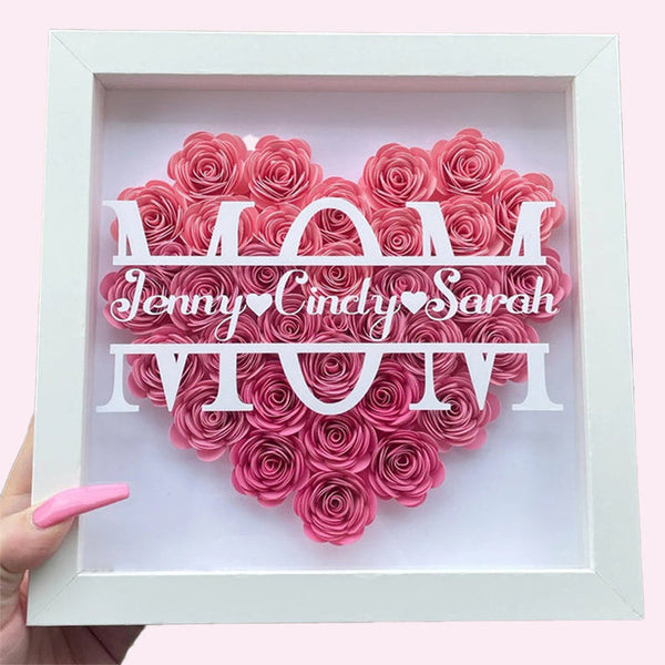 Personalized Mom Flower Shadow Box With Name