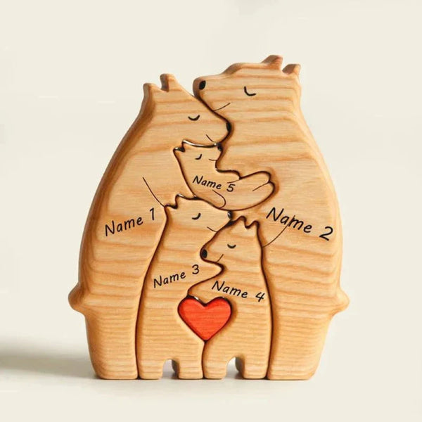 Custom Wooden Bear Family Name Puzzle