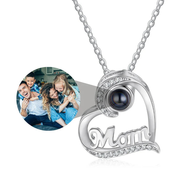 Custom Heart Photo Necklace for Mom